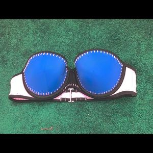Victoria Secret Blue and Pink strapless bikini top